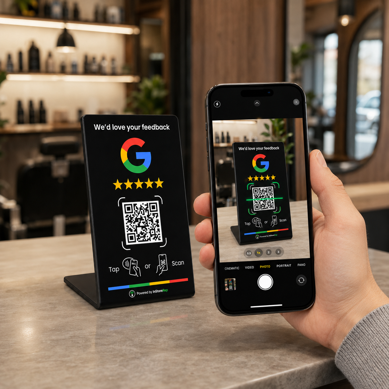 Phone scanning a QR code