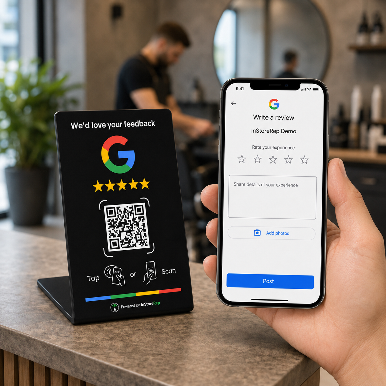 Google review page on a phone