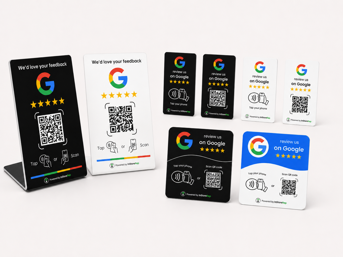 The InStoreRep cards, stands and plates range